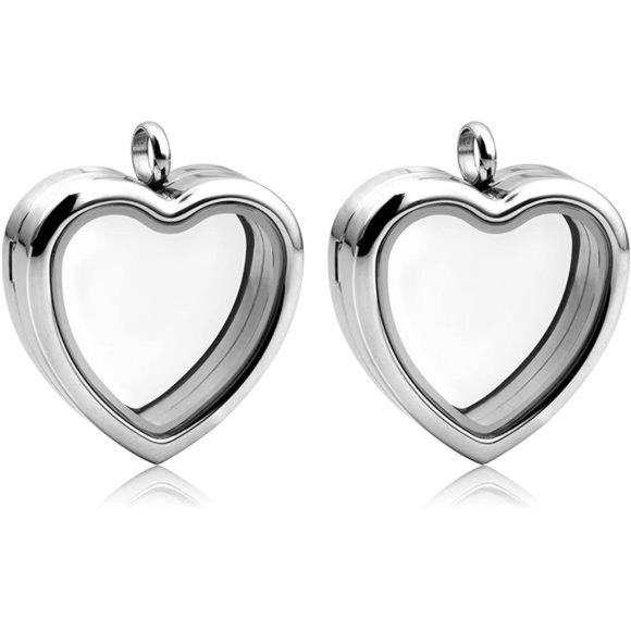 Memory Glass Locket Necklace Set, 2PCS - Picture 4 of 6